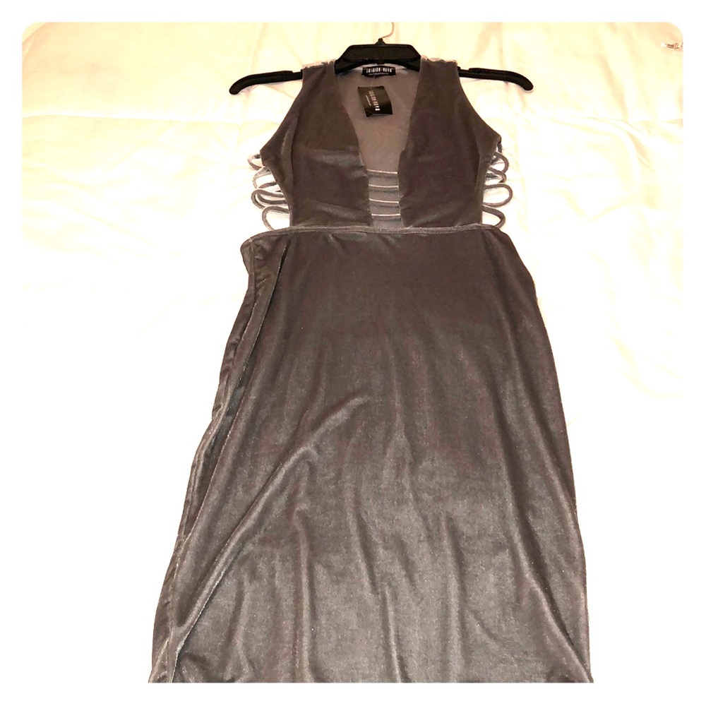 Silver velvet dress